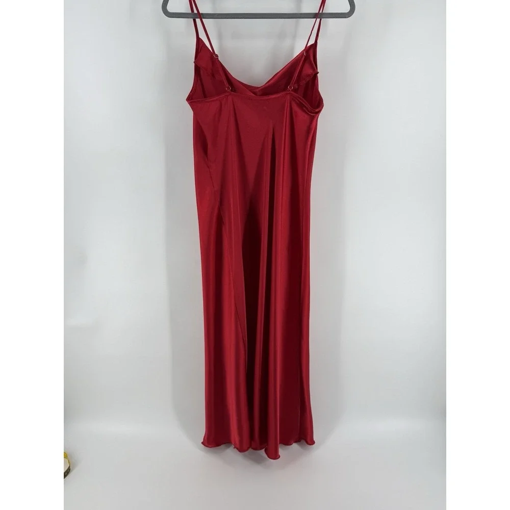 BEBE‎ SATIN COWL NECK Midi SLIP DRESS SIZE M Elegant Super Sexy Apple 🍎 Red !! - Picture 5 of 9